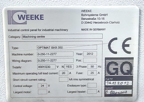 Сверлильно-присадочный станок с фрезером WEEKE BHX 050, 2012г.в.