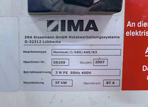 Кромкооблицовочный станок IMA Novimat I G80/440/R3, 2007 г.