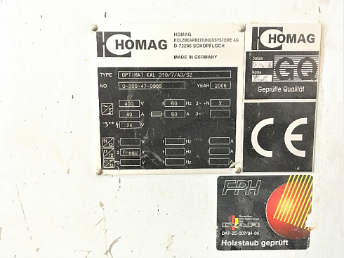 Кромкооблицовочный станок Homag Optimat KAL 310/7/A3/S2, 2006г.в.