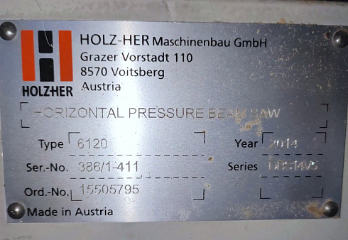 Раскроечный центр с ЧПУ HOLZ-HER CUT 6120, 2014г.