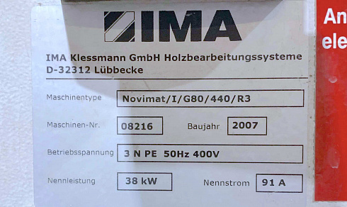 Кромкооблицовочный станок IMA Novimat Concept I/G80/440/R3, 2007 г.