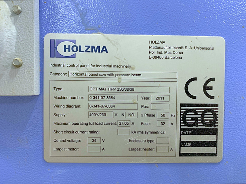 Раскроечный центр HOLZMA HPP 250/38/38, 2011 г.в. 