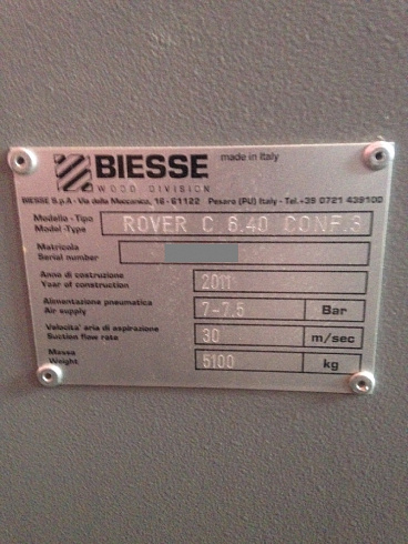5-ти осевой обрабатывающий центр Rover C6.40, 2011г.в. (Biesse, Италия).